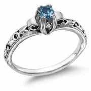 Blue Diamond 1/4 Carat Art Deco Ring