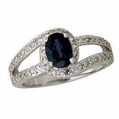 Blue Sapphire and Diamond Wrap Ring, 14K White Gold -  - PRR4659SP