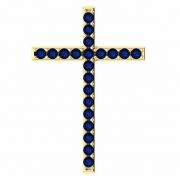 Blue-Sapphire Throne Gold Cross Pendant