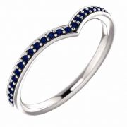 Blue Sapphire "V" Ring, 14K White Gold