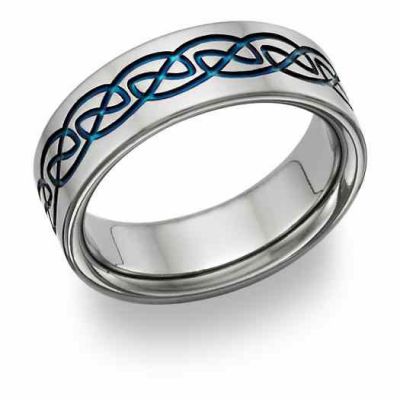 Blue Titanium Celtic Wedding Band Ring -  - TI-CK10-BLUE