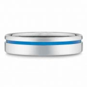 Blue Titanium Wedding Band with a domed Profile