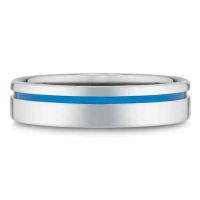 Blue Titanium Wedding Band with a domed Profile