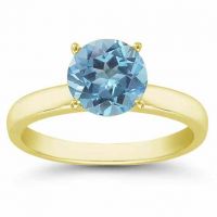 Blue Topaz Gemstone Solitaire Ring in 14K Yellow Gold