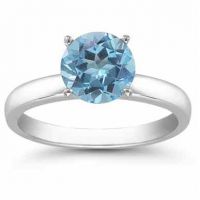 Blue Topaz Solitaire Ring in Sterling Silver