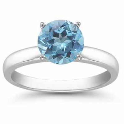 Blue Topaz Solitaire Ring in Sterling Silver -  - AOGRG-BT1SS