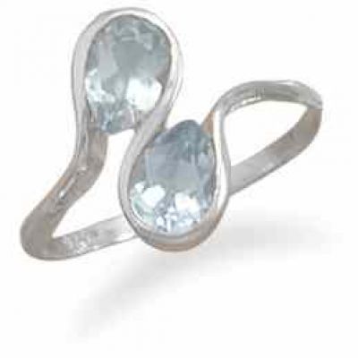 Blue Topaz Wave Ring in Sterling Silver -  - MMA-82893
