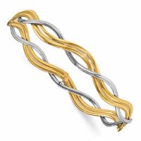 Braided Slip-on Bangle Bracelet 14K Two-Tone Gold