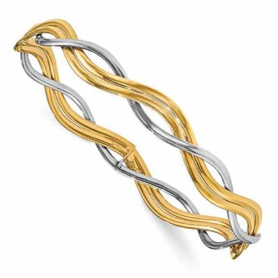 Braided Slip-on Bangle Bracelet 14K Two-Tone Gold -  - QGBR-LF1115