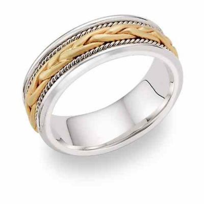 Braided Wedding Band Ring - 14 Karat Two-Tone Gold -  - WED-GG