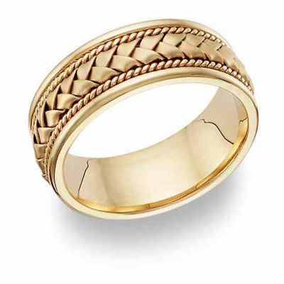 Braided Wedding Band Ring - 14K Gold High quality -  - WBAND-8