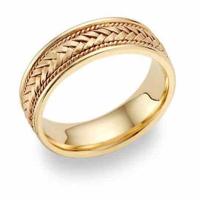 Braided Wedding Band Ring - 14K Gold -  - WED-AA