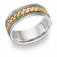 Braided Wedding Band Ring - 14K Two-Tone Gold