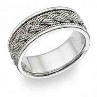 Braided Wedding Band Ring - 14K White Gold