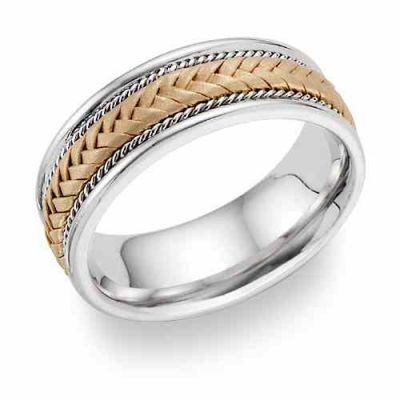 Braided Wedding Ring in 14K Gold and Sterling Silver -  - WED-UU-14K-SS