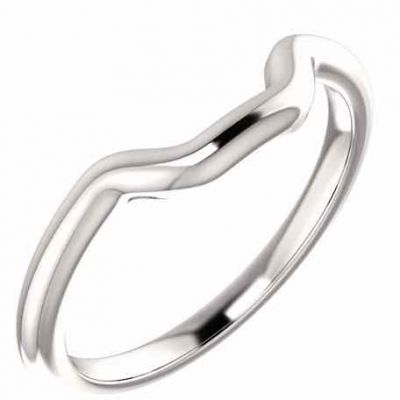 Bridal Curved Wedding Band for Engagement Ring, 14K White Gold -  - STLRG-51243