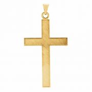 Brushed Cross Pendant in 14K Yellow Gold