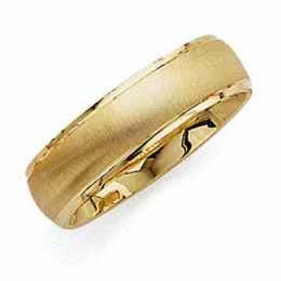 Brushed Wedding Band Ring - 14K Gold - 6.5mm Wide -  - A11