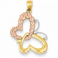 Butterfly Heart Pendant in 14K Rose and Yellow Gold