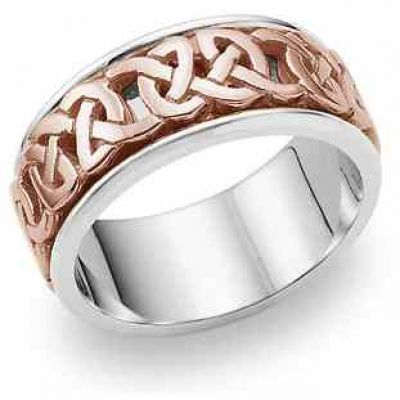 Caedmon 18K Rose Gold Celtic Wedding Band Ring -  - Celtic-Rose-E18K
