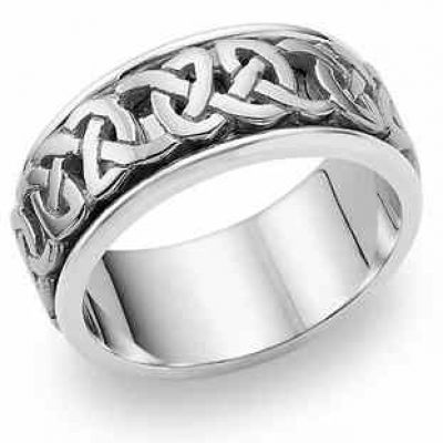 Caedmon 18K White Gold Celtic Knot Wedding Band Ring -  - Celtic-EW-18K