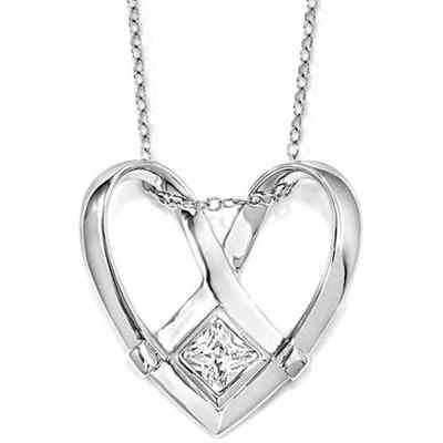 Captivated Heart Sterling Silver Necklace -  - QGPD-QSX551