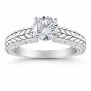 Carved Leaf 0.75 Carat Diamond Engagement Ring