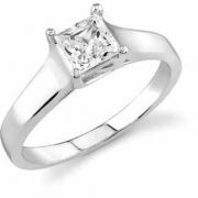 1/3 Carat Cathedral Princess Cut Diamond Engagement Ring, White Gold