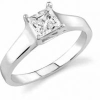 1/4 Carat Cathedral Princess Cut Diamond Engagement Ring, White Gold