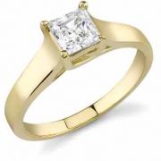 1/3 Carat Cathedral Princess Cut Diamond Engagement Ring, Yellow Gold