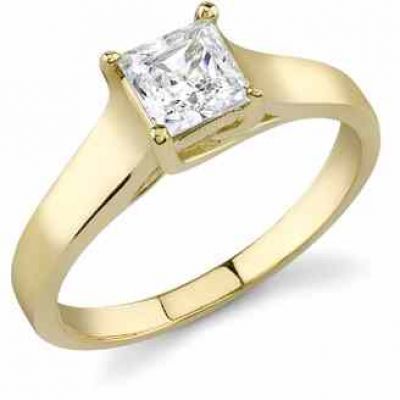 1.00 Carat Cathedral Princess Cut Diamond Ring, 14K Yellow Gold -  - DSR5-100