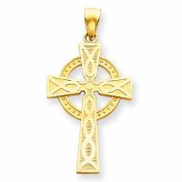Celtic Circle Cross Necklace, 14K Yellow Gold