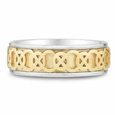Celtic Circle Knot Wedding Band Ring, 14K Two-Tone Gold -  - JDB-1583