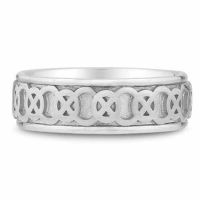 Celtic Circle Knot Wedding Band Ring in 14K White Gold