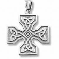 Celtic Cross Pendant, 14K White Gold