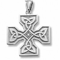 Celtic Cross Pendant, 14K White Gold
