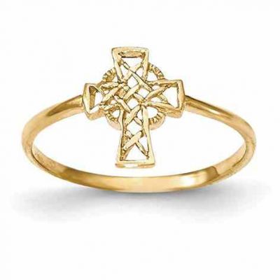 Celtic Cross Ring for Women in 14K Gold -  - QGRG-K5728