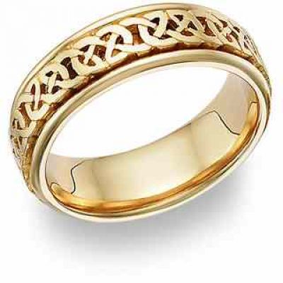 Caer Celtic Knot Wedding Band Ring, 14K Gold -  - Celtic-EY7