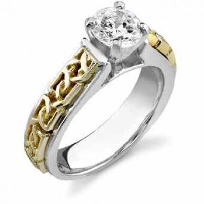 Celtic Engagement Ring, 14K Two-Tone Gold, 1 Carat Diamond -  - EGRSR-400
