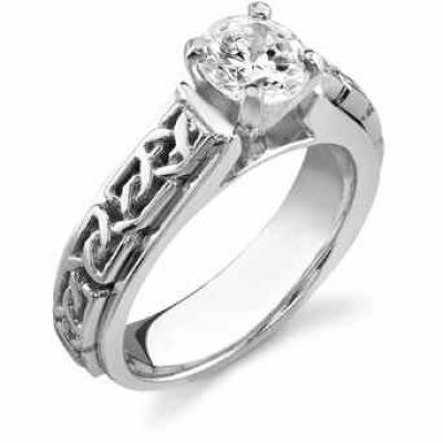 Celtic Engagement Ring, 14K White Gold, 0.25 Carat -  - EGRSR-525