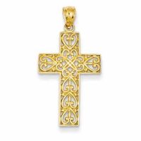 Celtic Heart Cross Pendant, 14K Gold
