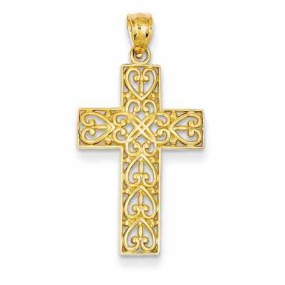 Celtic Heart Cross Pendant, 14K Gold -  - QGCR-C3604