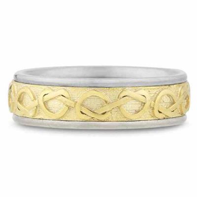 Celtic Heart Knot Wedding Band, 14K Two-tone Gold -  - JDB-1569-WY