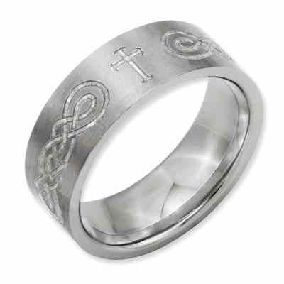 Celtic Infinity Knot Cross Titanium Ring -  - QGRG-TB33P
