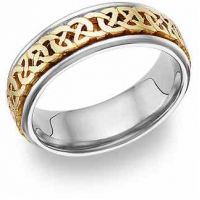 Celtic Knot Wedding Band Ring, 14K Gold and Silver