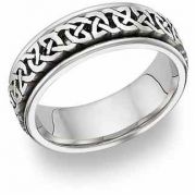 Caer Celtic Knot Wedding Band Ring, 14K White Gold