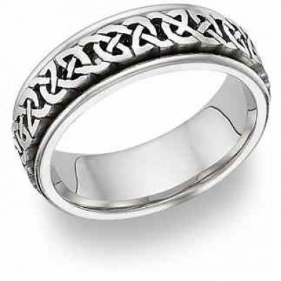Caer Celtic Knot Wedding Band Ring, 14K White Gold -  - Celtic-EW7