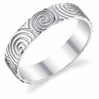 Celtic Spiral Wedding Band Ring in 14K White Gold