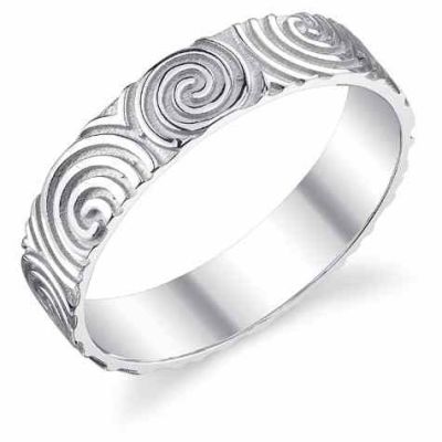 Celtic Spiral Design Wedding Band Ring in Sterling Silver -  - JDB-173SS