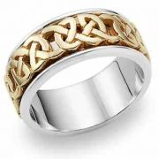 Celtic Wedding Band Ring in 14K Gold and Silver